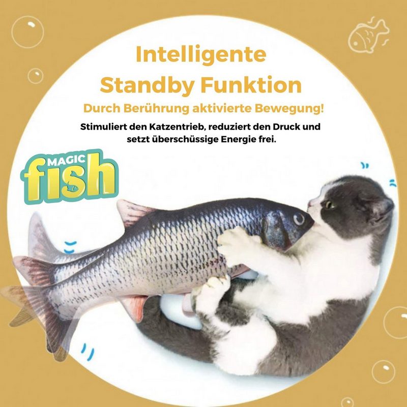Best Direct® Tier-Beschäftigungsspielzeug Magic Fish® Baumwolle Polyester Katzenspielzeug zappelnder bewegender Fisch mit Katzenminze - fehlinger-versand