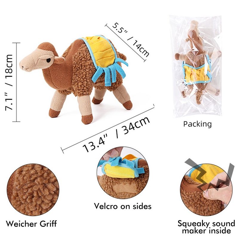LAPA HOME Tierkuscheltier Quietschend Plüsch Hundespielzeug Kuschelspielzeug für Hunde Polyester (1-tlg) Mit Einschubtasche Kamel Langlebig Waschbar Velcro Weich - fehlinger-versand
