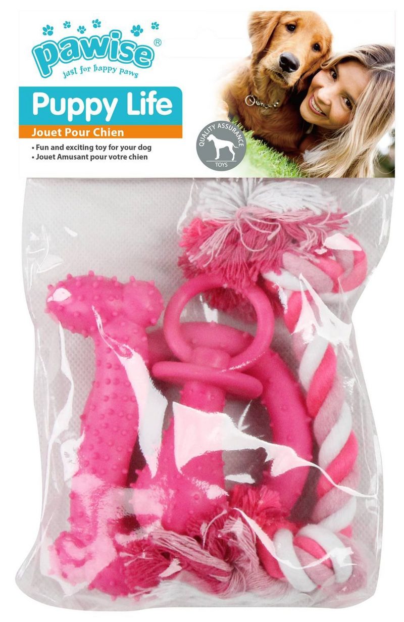 PETGARD Tier-Beschäftigungsspielzeug Welpen Starter Spielzeugset Geschenk-Set Spielzeugmix Puppy Toy Set pink - fehlinger-versand