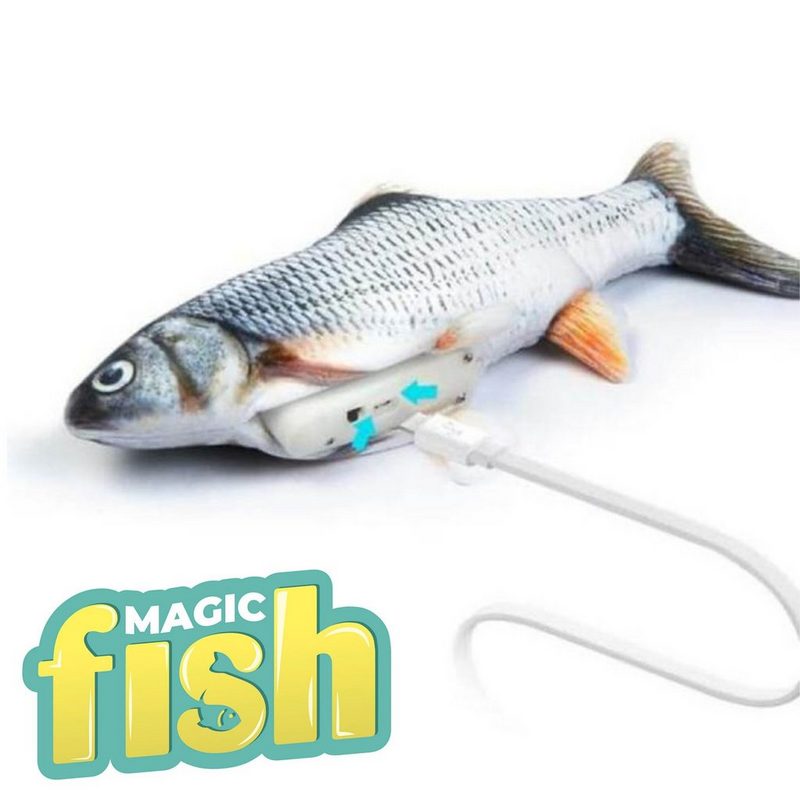 Best Direct® Tier-Beschäftigungsspielzeug Magic Fish® Baumwolle Polyester Katzenspielzeug zappelnder bewegender Fisch mit Katzenminze - fehlinger-versand