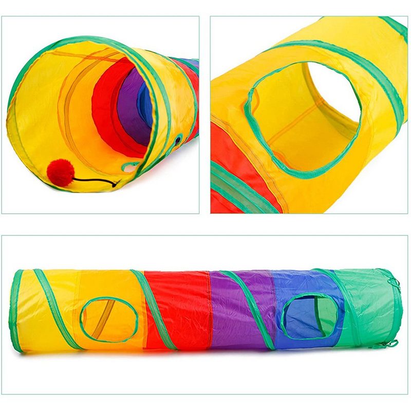 Rosnek Tier-Beschäftigungsspielzeug 21 STÜCKE Regenbogen Faltbar Tunnel Katzentunnel Katze Spielzeug Katzenspielzeug Set - fehlinger-versand
