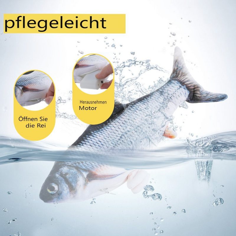 LIUMY Tier-Beschäftigungsspielzeug Katzenspielzeug Elektrisch Fisch+Angelrut - fehlinger-versand