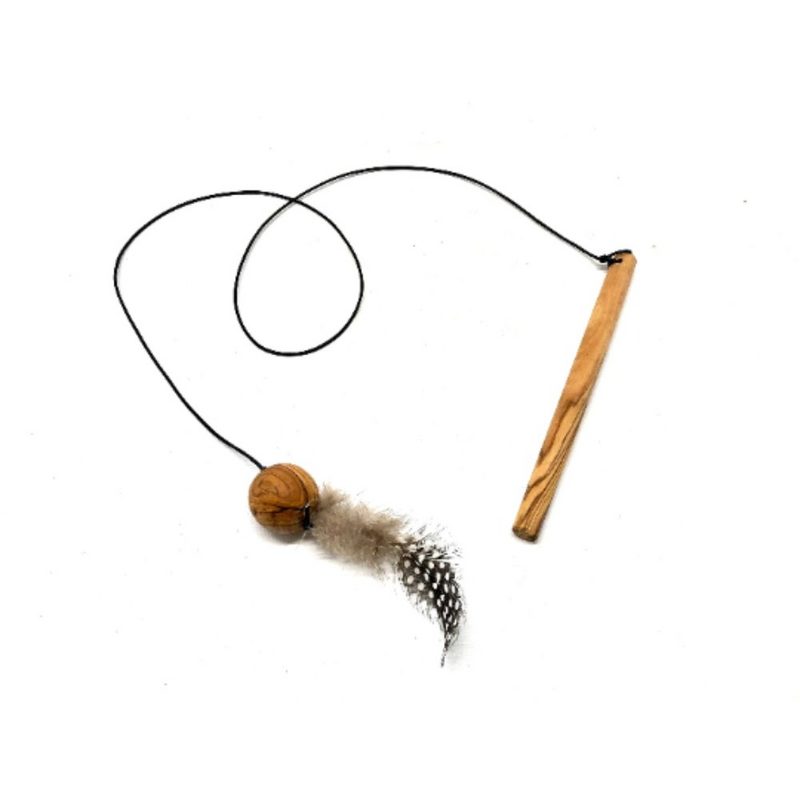 Olivenholz-erleben Katzenangel Katzenspielzeug! Katzenangel aus Olivenholz (1 Stück) - fehlinger-versand