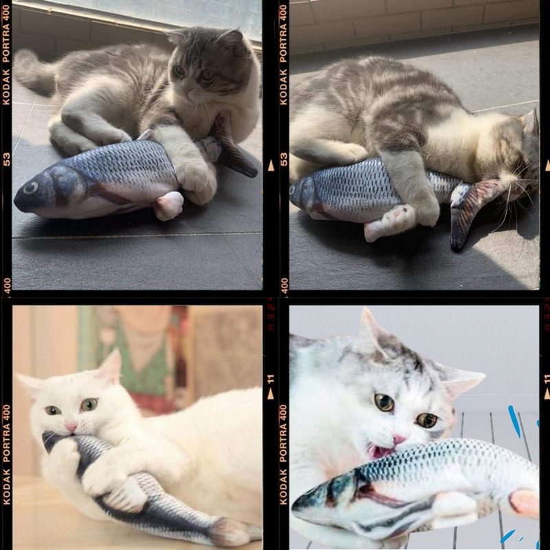 Best Direct® Tier-Beschäftigungsspielzeug Magic Fish® Baumwolle Polyester Katzenspielzeug zappelnder bewegender Fisch mit Katzenminze - fehlinger-versand