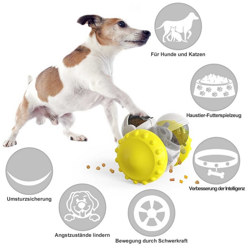 Rosnek Snackball Interaktives Tumbler Spielzeug Fütterung für Hunde Katzen Haustiere Slow Feeder Leckerli Ball - fehlinger-versand