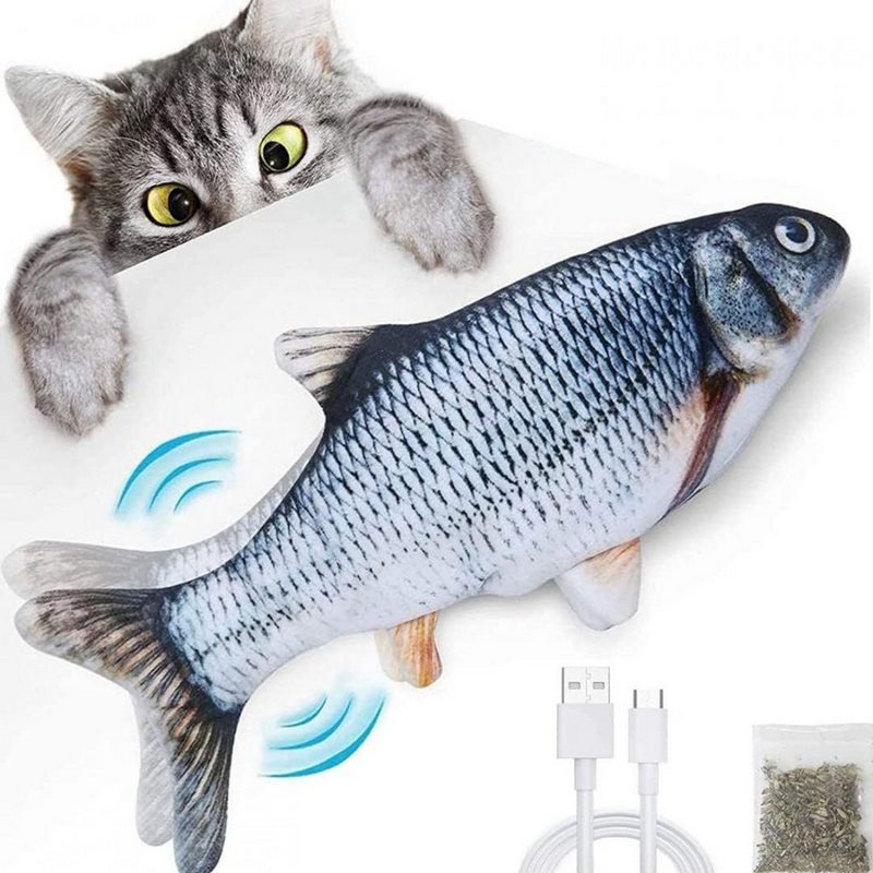 Best Direct® Tier-Beschäftigungsspielzeug Magic Fish® Baumwolle Polyester Katzenspielzeug zappelnder bewegender Fisch mit Katzenminze - fehlinger-versand